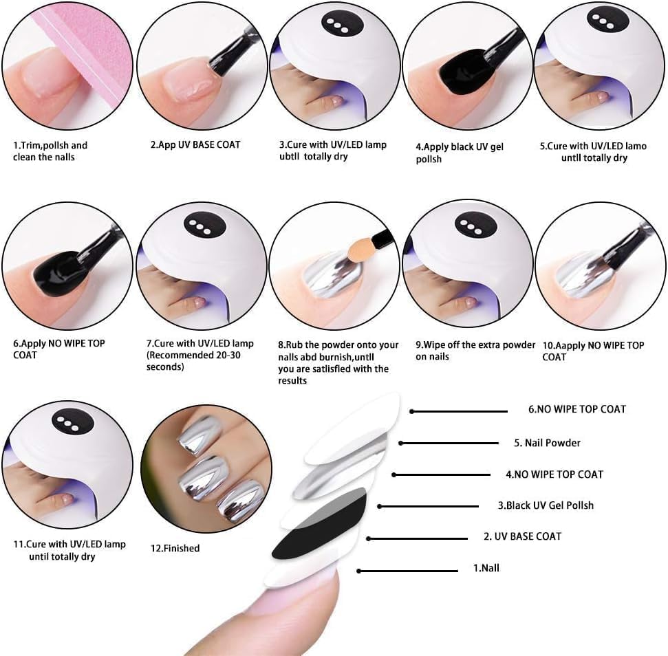 Holographic Chrome Nail Powder . (  4 different packs )