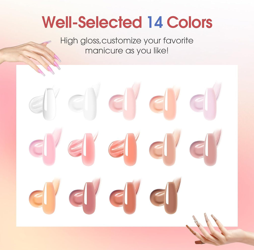 4 different packs ROSALIND Poly Nail Gel Kit with Drill -14 Colors. with U V Lamp Slip Solution and Electric Nail Drill Starter Kit, 0.34 oz/10 ml