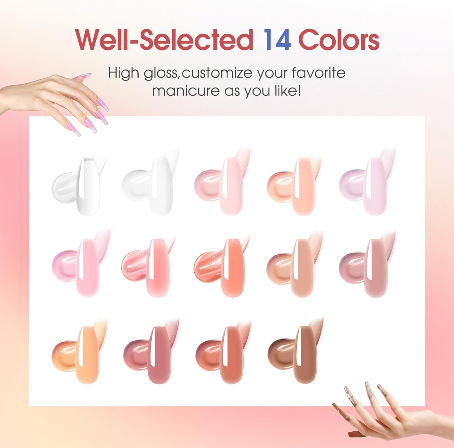 4 different packs ROSALIND Poly Nail Gel Kit with Drill -14 Colors. with U V Lamp Slip Solution and Electric Nail Drill Starter Kit, 0.34 oz/10 ml