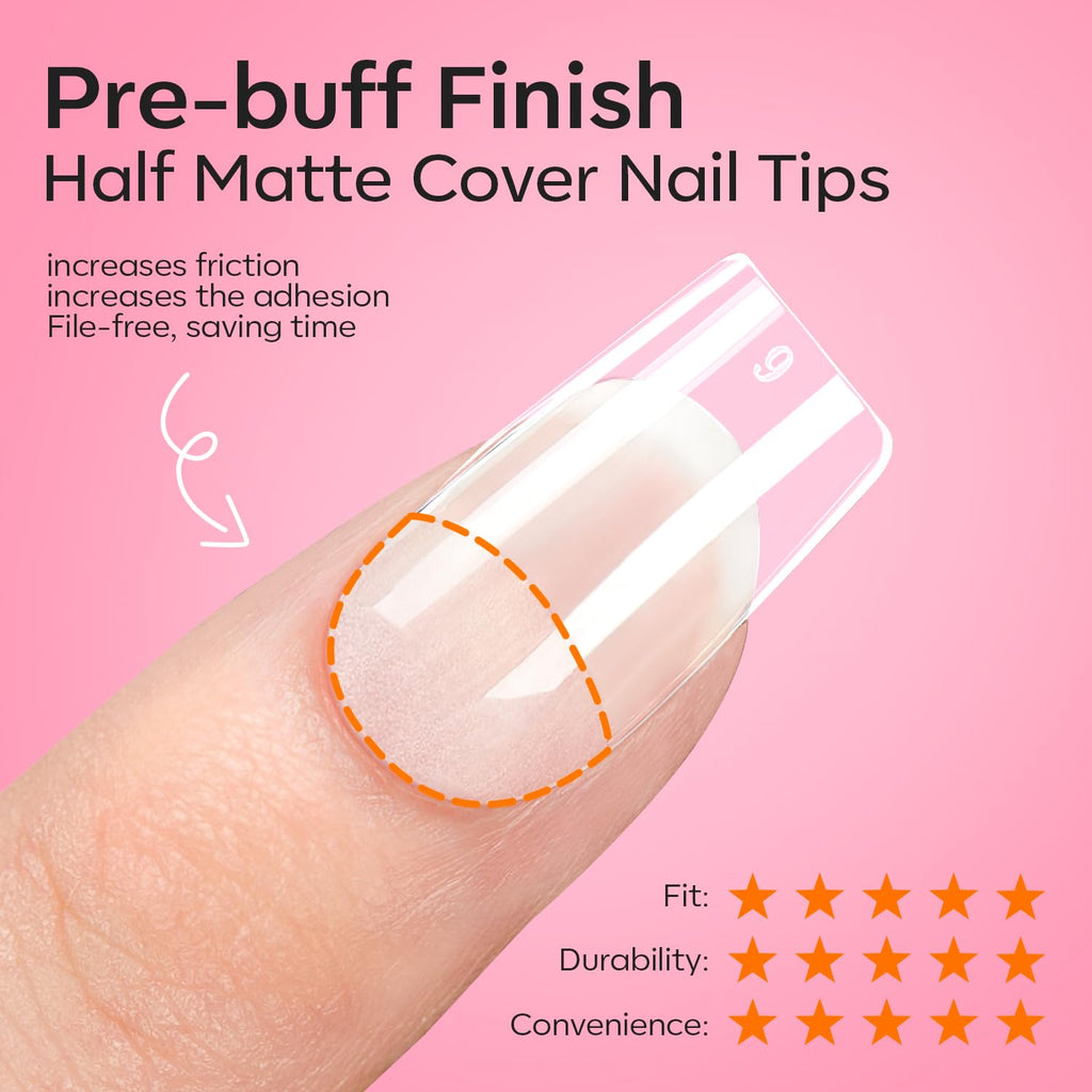 modelones Gel Nail Kit,  Nail Tips Medium Coffin Shape, 9-in-One Nail Glue & Portable U V Nail Lamp, 216Pcs 12Sizes P Nails Tip Nail Extension