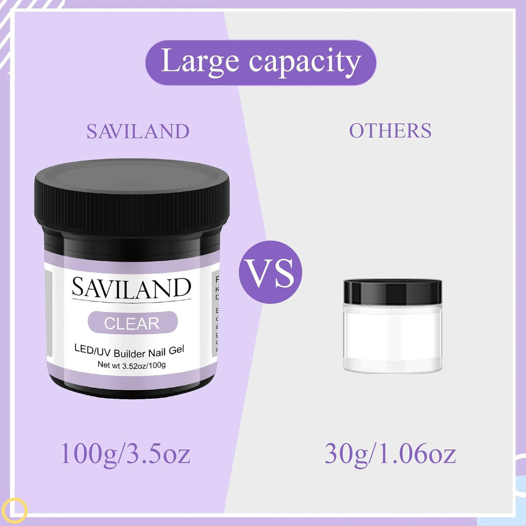 SAVILAND Builder Nail Gel – 3.53oz Light Pink Hard Gel for Nails Large Capacity Nail Strengthen, Nail Extension, Nail Art, U V Nail Gel