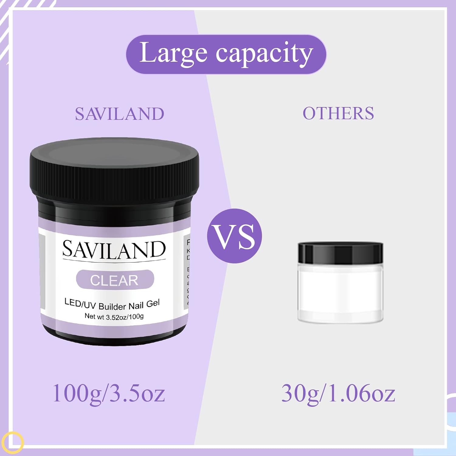 SAVILAND Builder Nail Gel – 3.53oz Light Pink Hard Gel for Nails Large Capacity Nail Strengthen, Nail Extension, Nail Art, U V Nail Gel