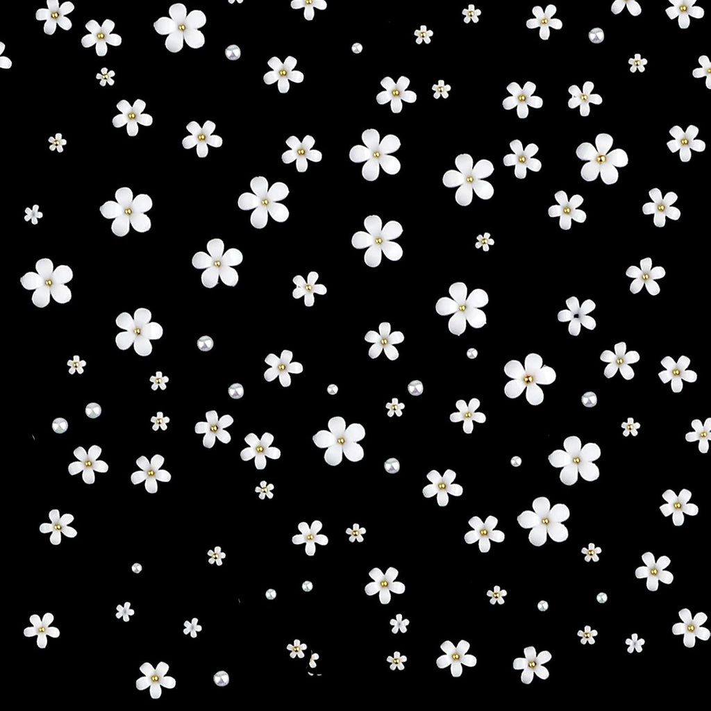 250Pcs 12 Styles 3D Acrylic White Flowers for Nails, 3D White Flower Nail Art s Jewelry Making with Golden Small Balls