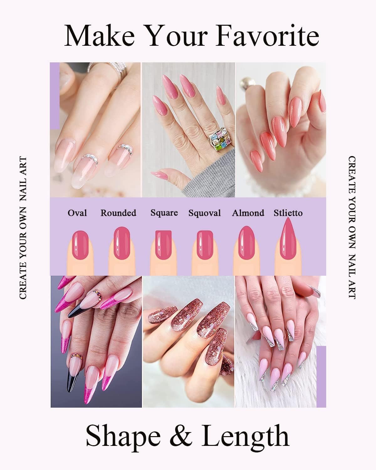 7 different packs . Phoenixy Poly Nail Gel Kit 6 Colors Pink Nude with Sliver Gold Glitter Poly Extension Gel 15 ml