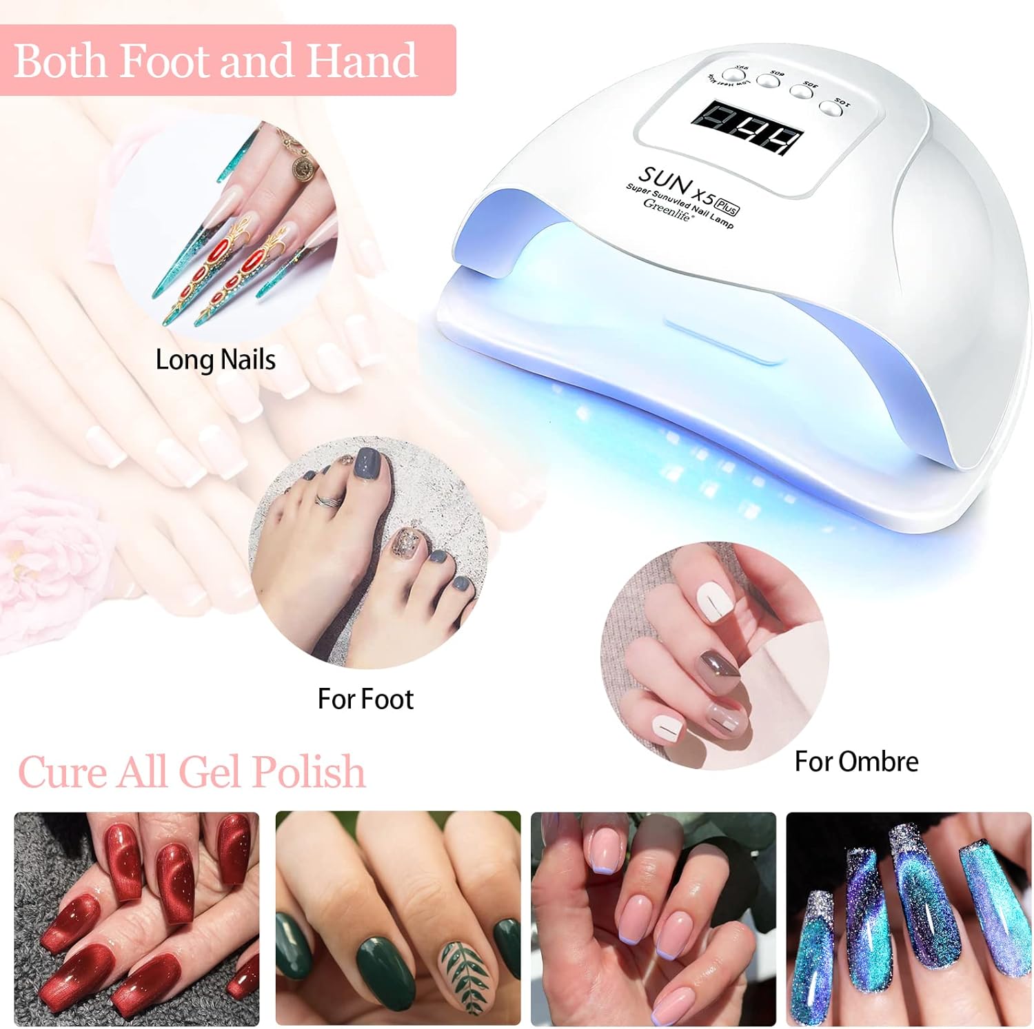Nail Lamp, GreenLife® 80W UV LED Nail Dryer Lamp Machine for Nail Gel Polish Curing Fast Dry with 36pcs Beads Light Professional Manicure Pedicure