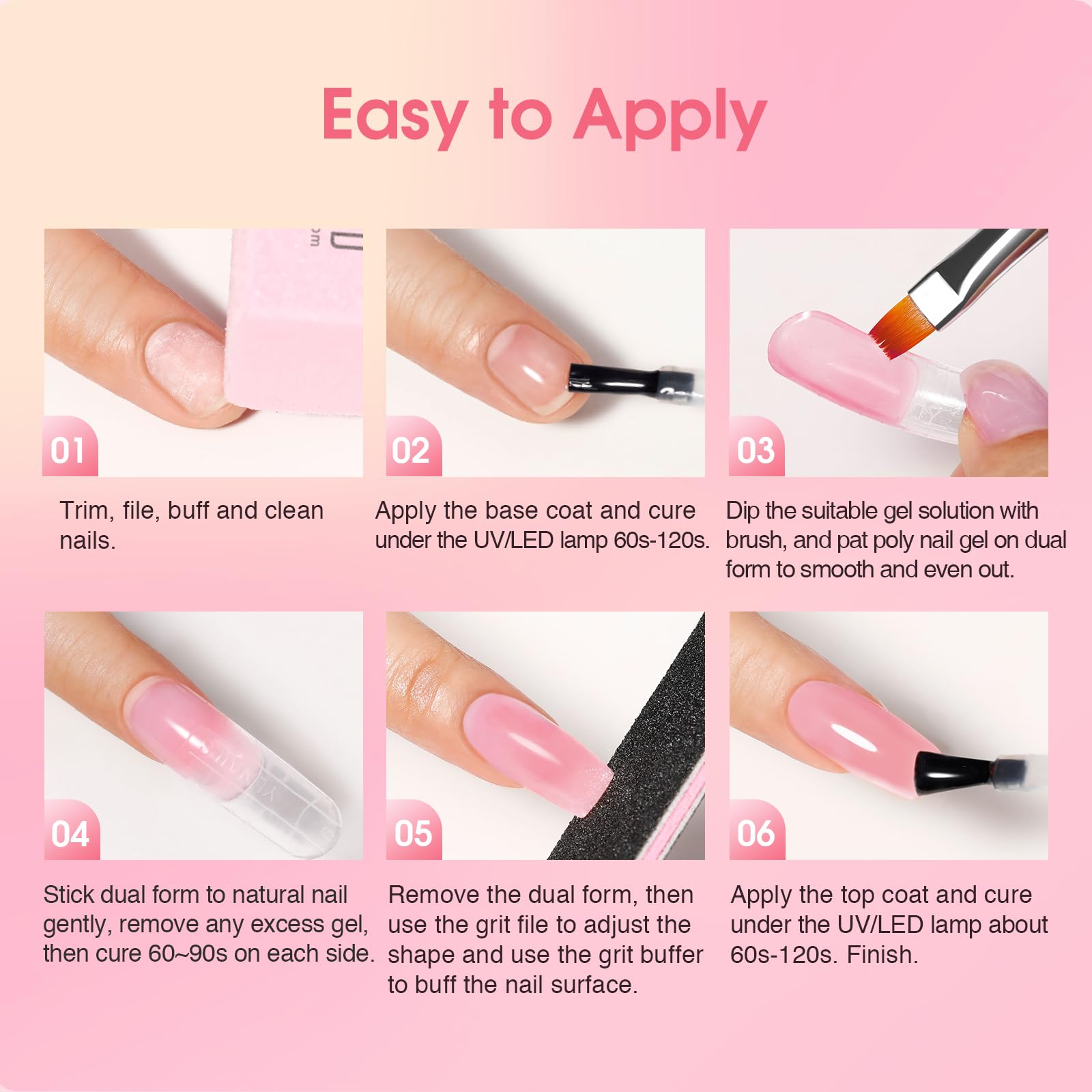 ROSALIND MINI Poly Nail Gel Kit, 8 Colors 0.34oz Each Tube Poly Nails Gel Starter Kit with Slip Solution and Mini UV Lamp, Clear Nude Purple Gels Extension Set
