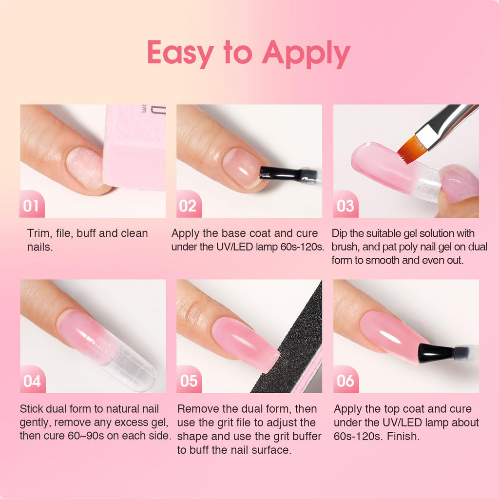 ROSALIND 4 diffr=erent packs . MINI Poly Nail Gel Kit, 8 Colors 0.34oz Each Tube. Starter Kit with Slip Solution and Mini UV Lamp, Clear Nude Purple Gels Extension Set