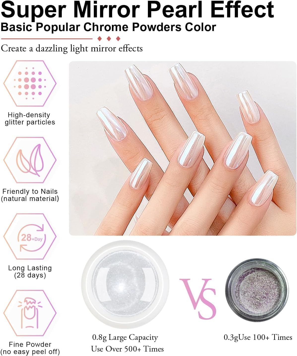 Holographic Chrome Nail Powder . (  4 different packs )