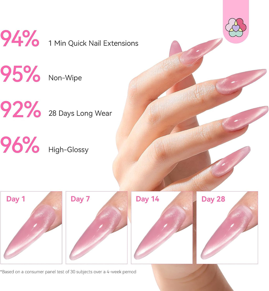 SAVILAND Cat-Eye Poly Nail Gel Kit, 4 Colors with UV Lamp
