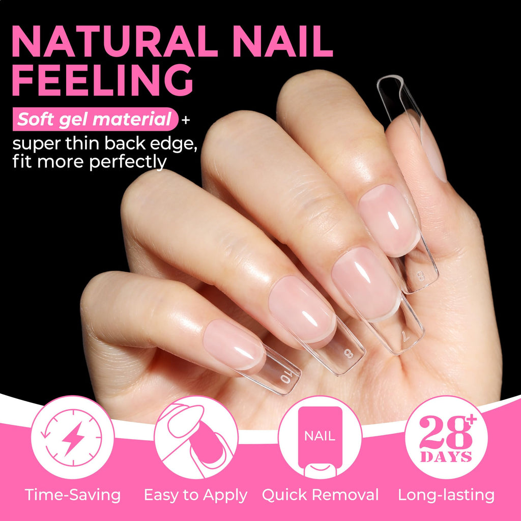 2 different options for glue , plus differnet shapes and sizes for nail tips! choose your pack !