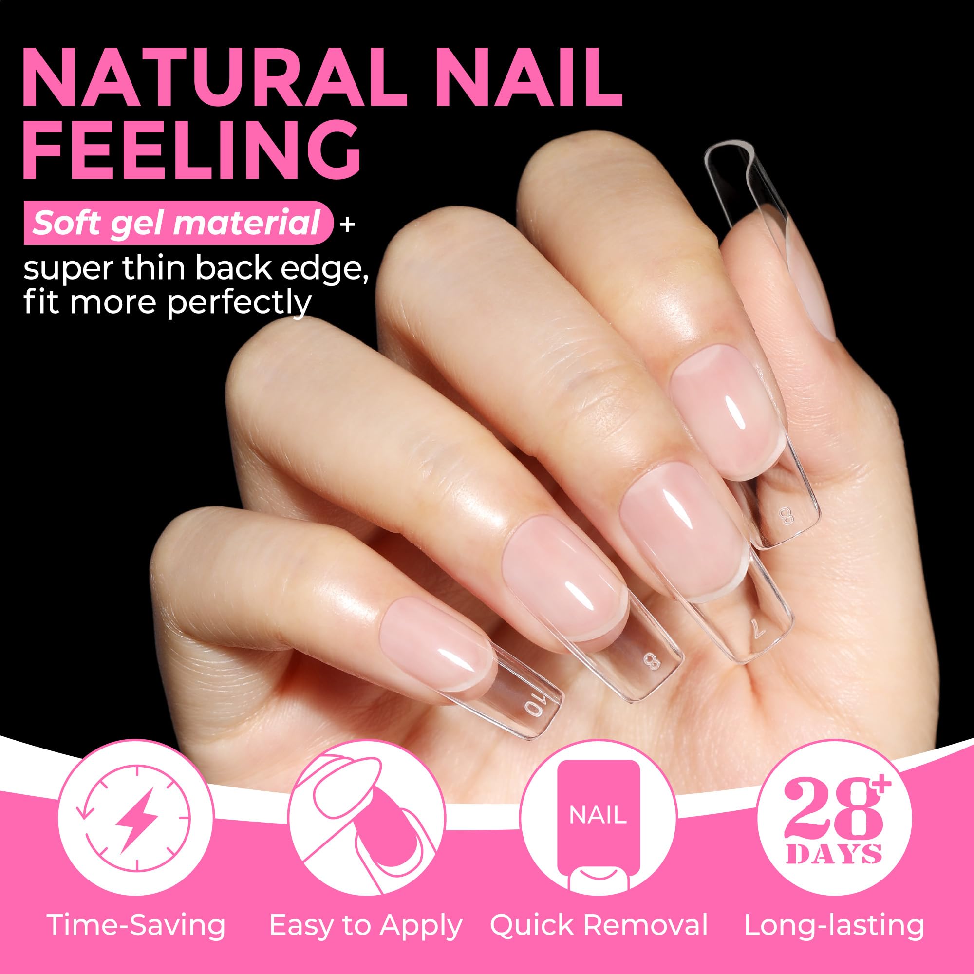 2 different options for glue , plus differnet shapes and sizes for nail tips! choose your pack !