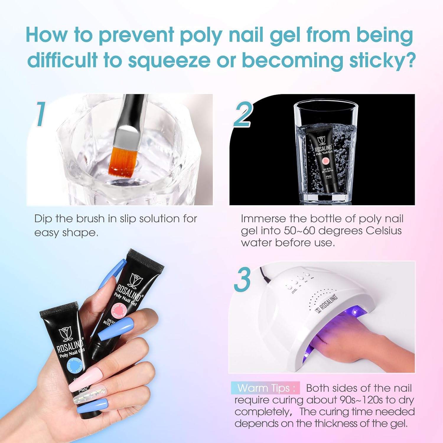 4 different packs ROSALIND Poly Nail Gel Kit with Drill -14 Colors. with U V Lamp Slip Solution and Electric Nail Drill Starter Kit, 0.34 oz/10 ml