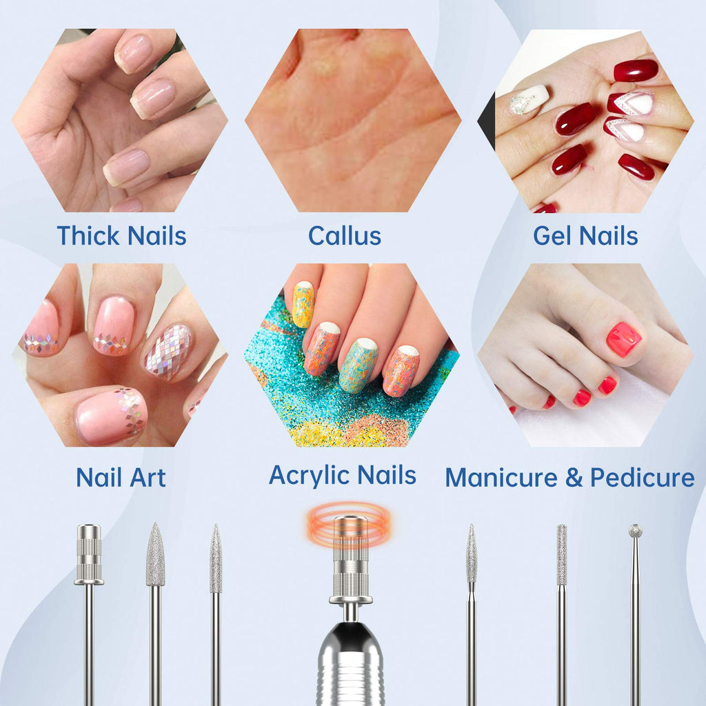 Delanie Professional Nail Drill High Torque 35000 RPM Rechargeable Portable Electric Nail File for Acrylic & Gel, High Speed, Low Heat, Low Vibration (7 colors )