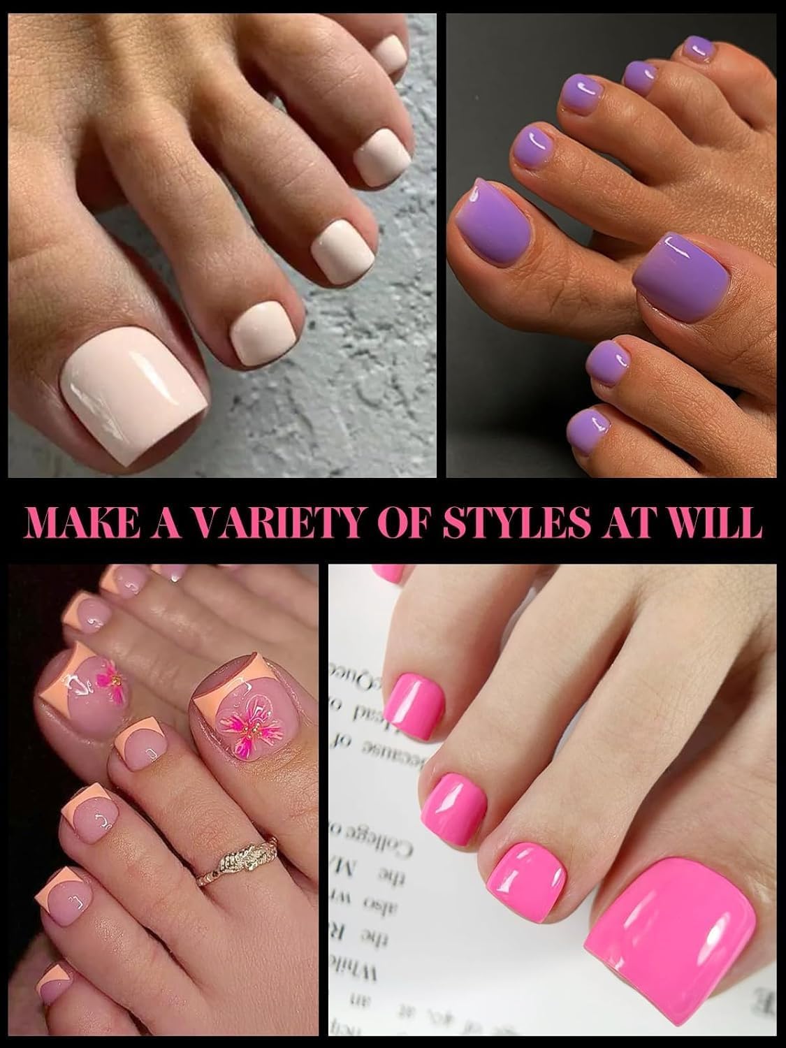 EBANKU 120 PCS Poly Gel Nail Forms for Toes with 75ml Slip Solution, Long Square Dual Forms for Polygel Pedi Nail Extension Poly Gel Toenails Set