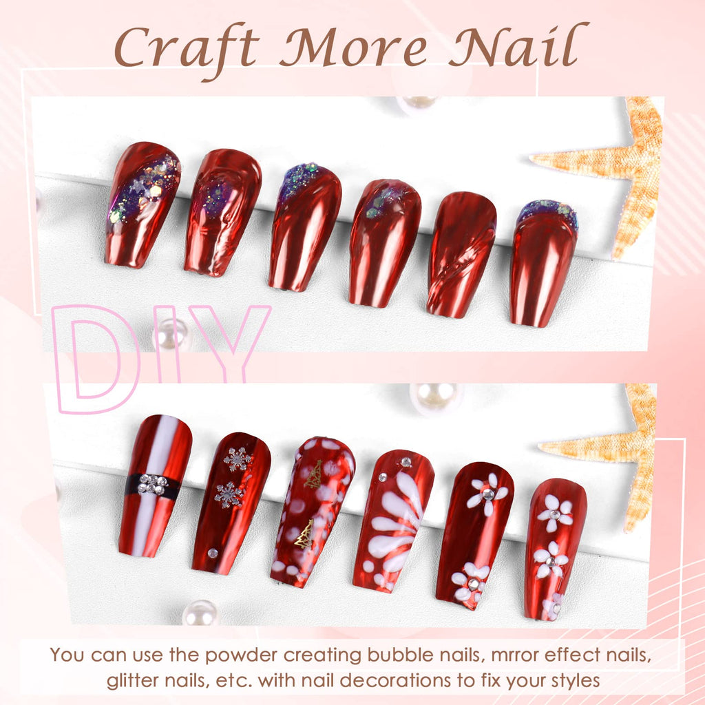 Laza Chrome Nail Powder Mirror Effect Metallic 6 diff colors