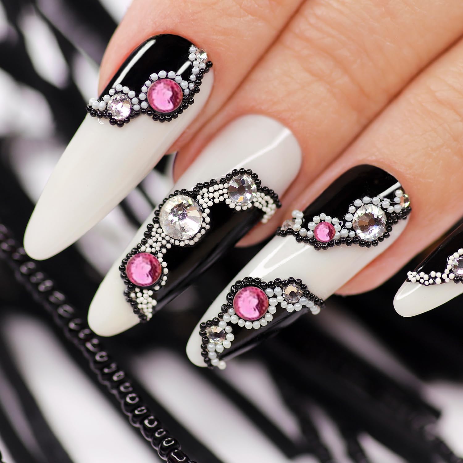 Nail Rhinestones, Flatback  . Mix 5 Sizes . with Dotting Pen and Tweezer