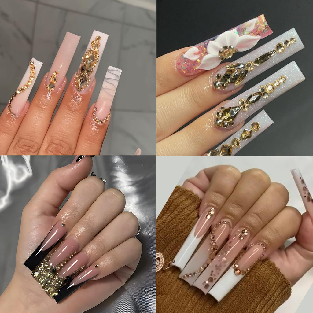 (5 diff packs ) 12 Types of 600  Diamonds + 2500 Flat Rhinestones Mix 20 Styles Flatback Stones Set + Tweezers + Drill Pen