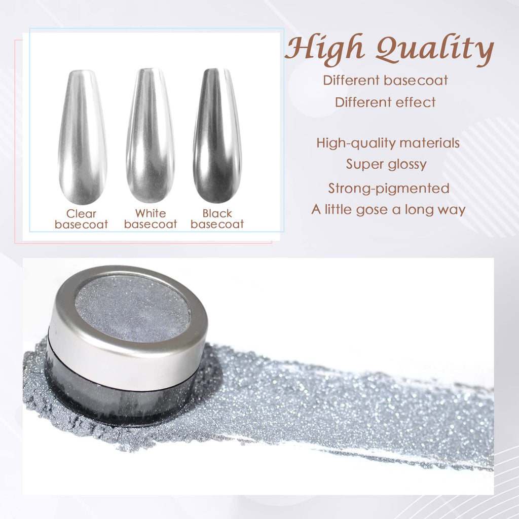 Laza Chrome Nail Powder Mirror Effect Metallic 6 diff colors