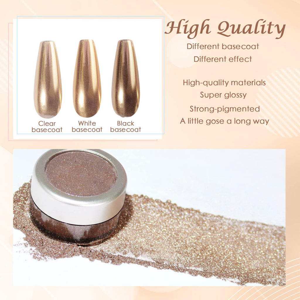 Laza Chrome Nail Powder Mirror Effect Metallic 6 diff colors