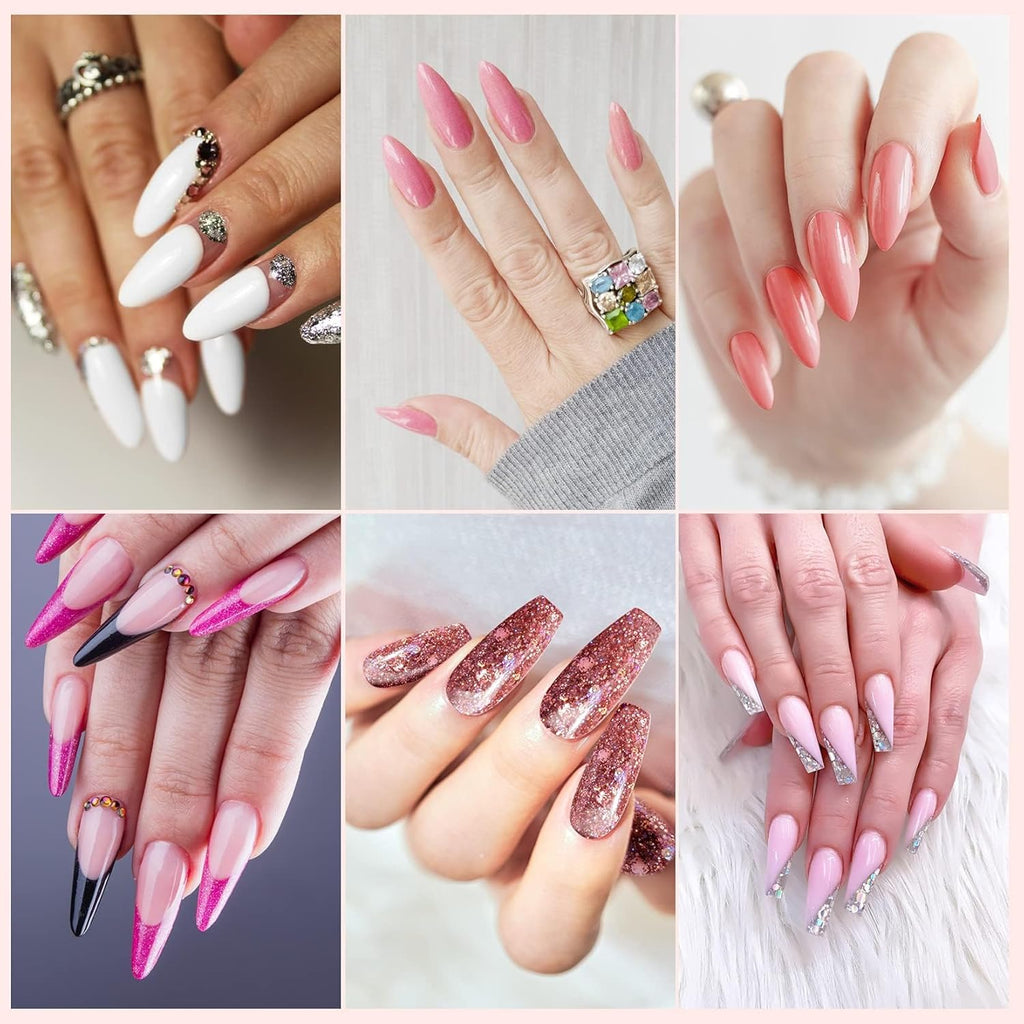 7 different packs . Phoenixy Poly Nail Gel Kit 6 Colors Pink Nude with Sliver Gold Glitter Poly Extension Gel 15 ml