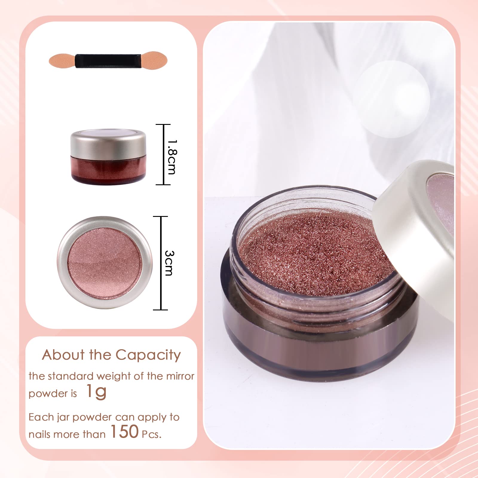 Laza Chrome Nail Powder Mirror Effect Metallic 6 diff colors