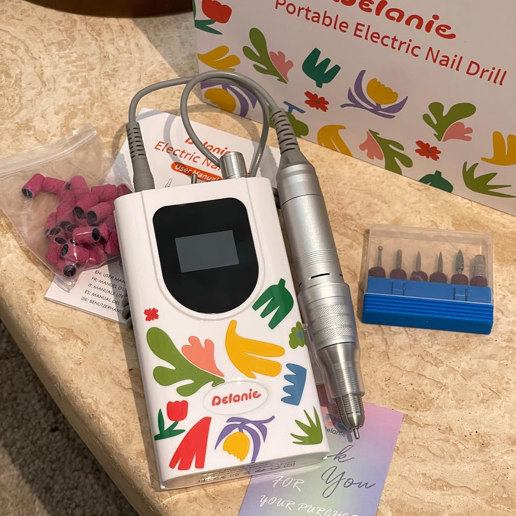 Delanie Professional Nail Drill High Torque 35000 RPM Rechargeable Portable Electric Nail File for Acrylic & Gel, High Speed, Low Heat, Low Vibration (7 colors )