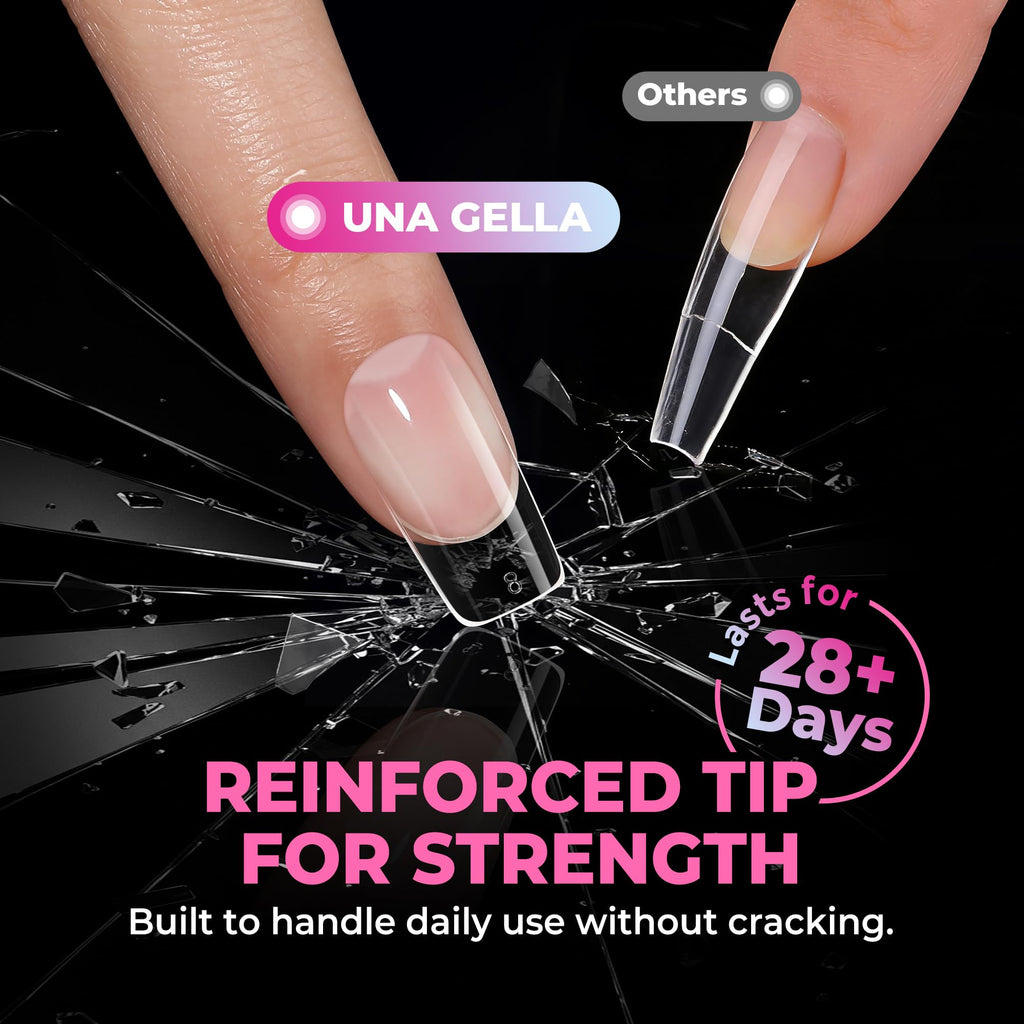 UNA GELLA Soft Gel Nail Tips, 6 Shapes + 2 Glue Options