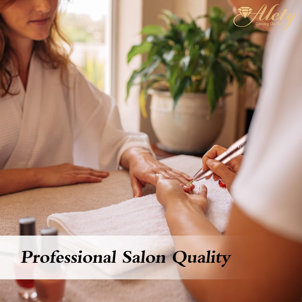 Alety Electric Nail Drill Kit, Portable Electric Nail File for Acrylic Gel Nails, Professional Nail Drills Machine Efile Manicure Pedicure Tools with Gold Nail Drill Bits