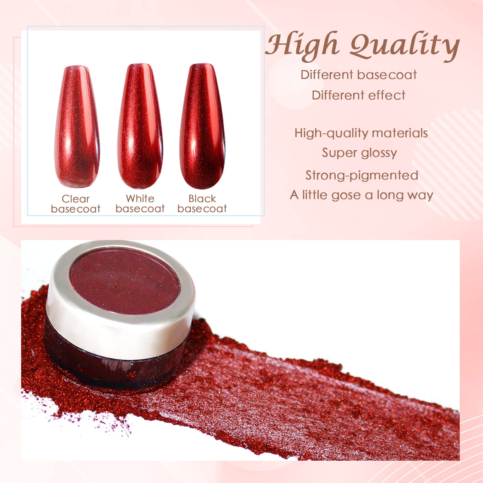 Laza Chrome Nail Powder Mirror Effect Metallic 6 diff colors