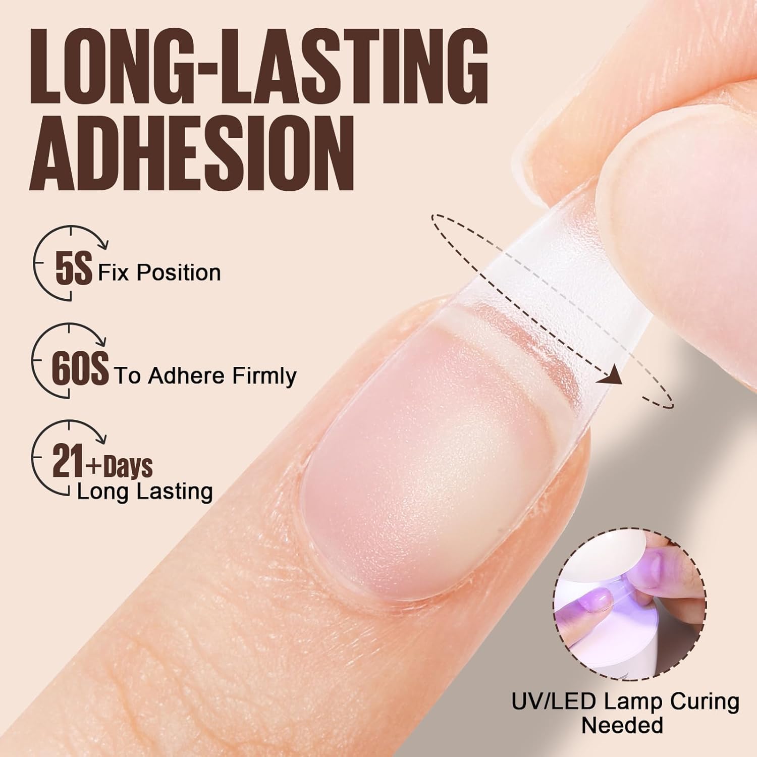 TOMICCA Gel Nail Glue for Nail Tips  plus 4 different packs for nail tips - 15ml Super Strong Nail Glue Compatible with Acrylic Nails,Soft Gel Nail Tips and Press On Nails, UV/LED Curing,