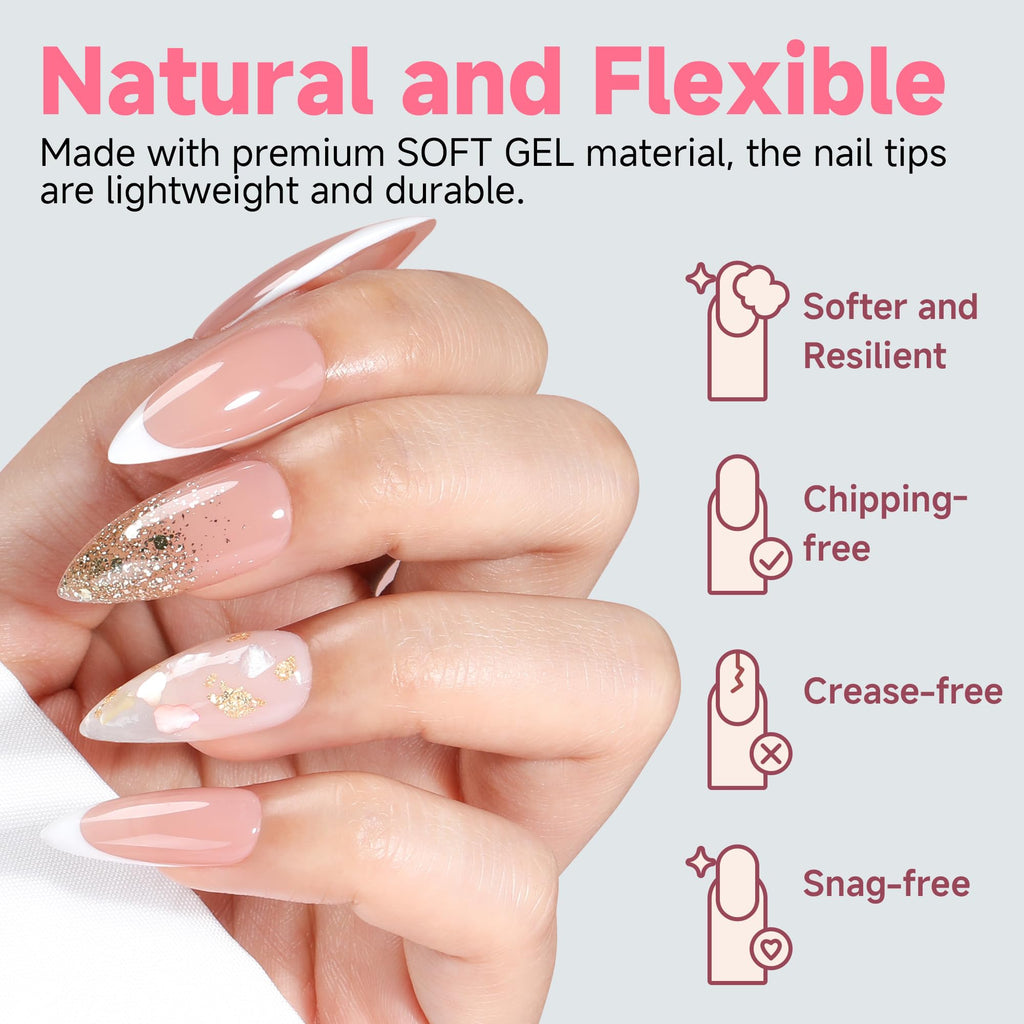 2 different options for glue , plus differnet shapes and sizes for nail tips! choose your pack !