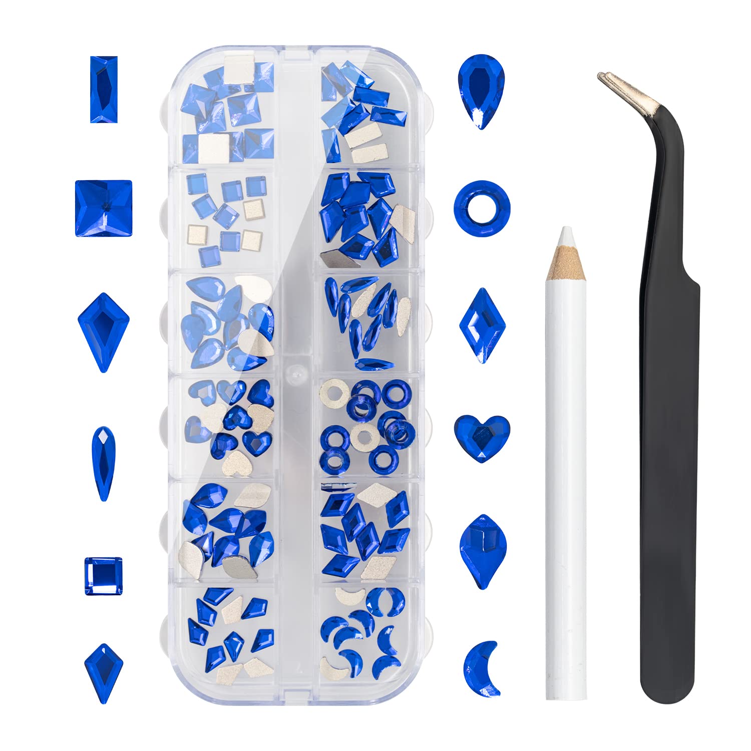 Nail Art Kit: 240 Special Shape & 2194 Flatback Rhinestones for Nails, ( 8 diff packs )