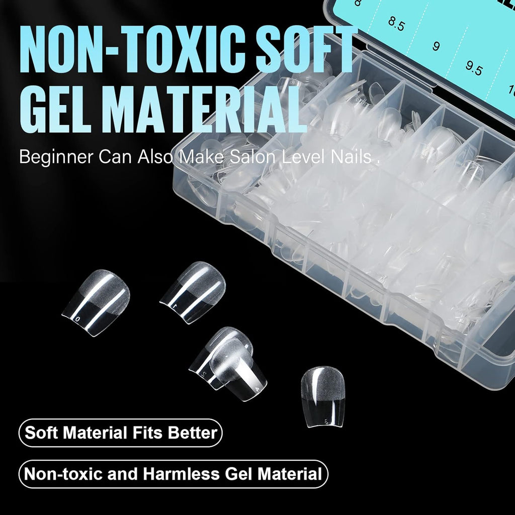 TOMICCA Gel Nail Glue for Nail Tips  plus 4 different packs for nail tips - 15ml Super Strong Nail Glue Compatible with Acrylic Nails,Soft Gel Nail Tips and Press On Nails, UV/LED Curing,