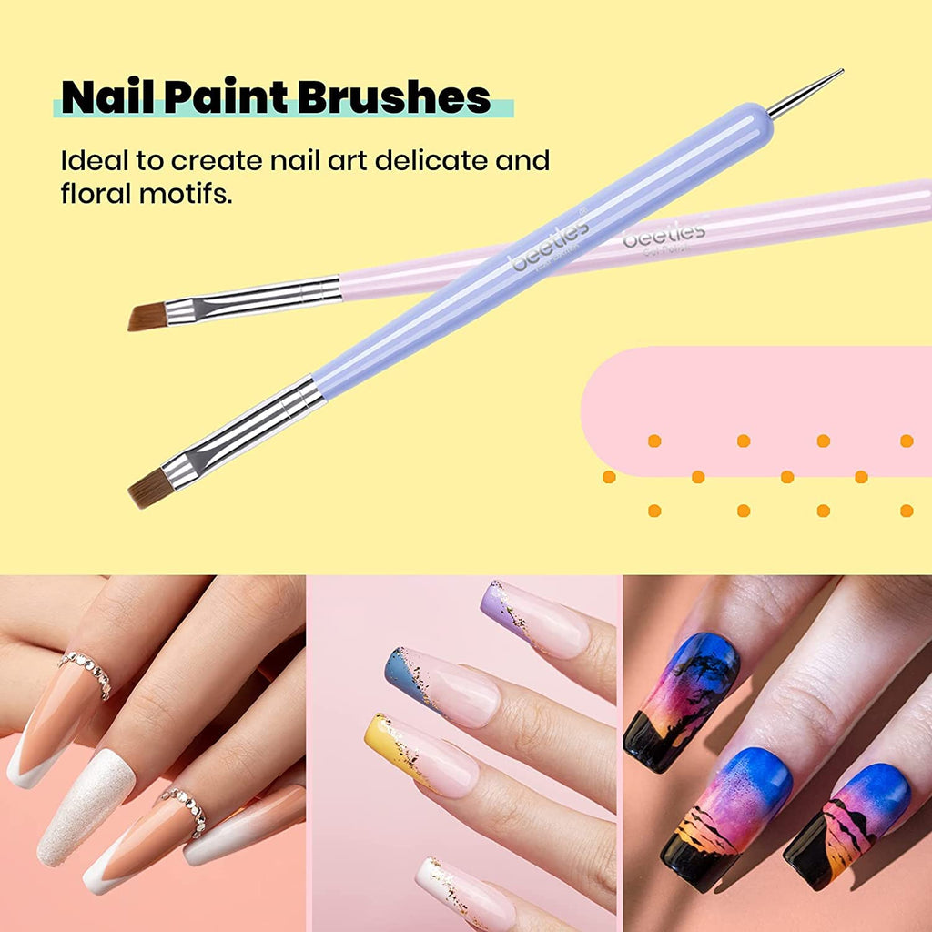 Beetles (5 diff packs ) Nail Art Brushes, Dotting Tools, Nail Art Pens, Dust Brush, Striping Liner Fingernail Drawing Pens with Palette Holder