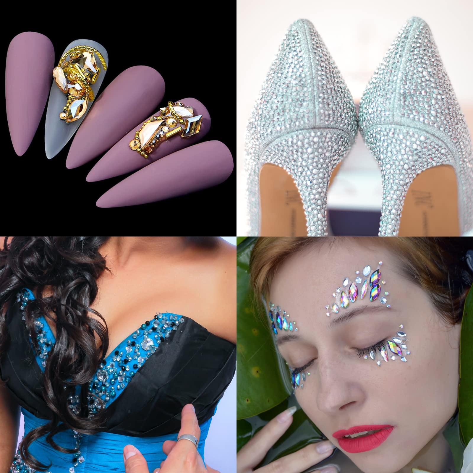 Nail Art Kit: 240 Special Shape & 2194 Flatback Rhinestones for Nails, ( 8 diff packs )