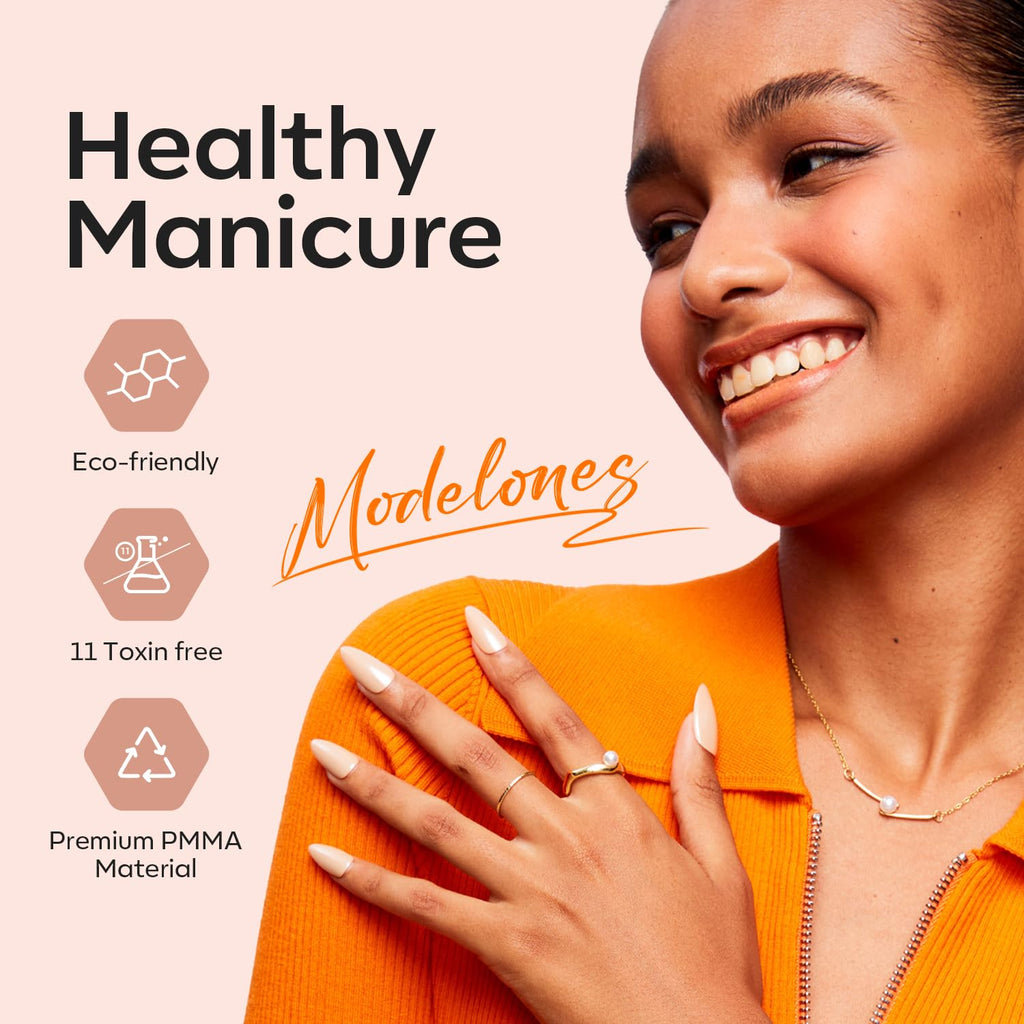 modelones Gel Nail Kit,  Nail Tips Medium Coffin Shape, 9-in-One Nail Glue & Portable U V Nail Lamp, 216Pcs 12Sizes P Nails Tip Nail Extension