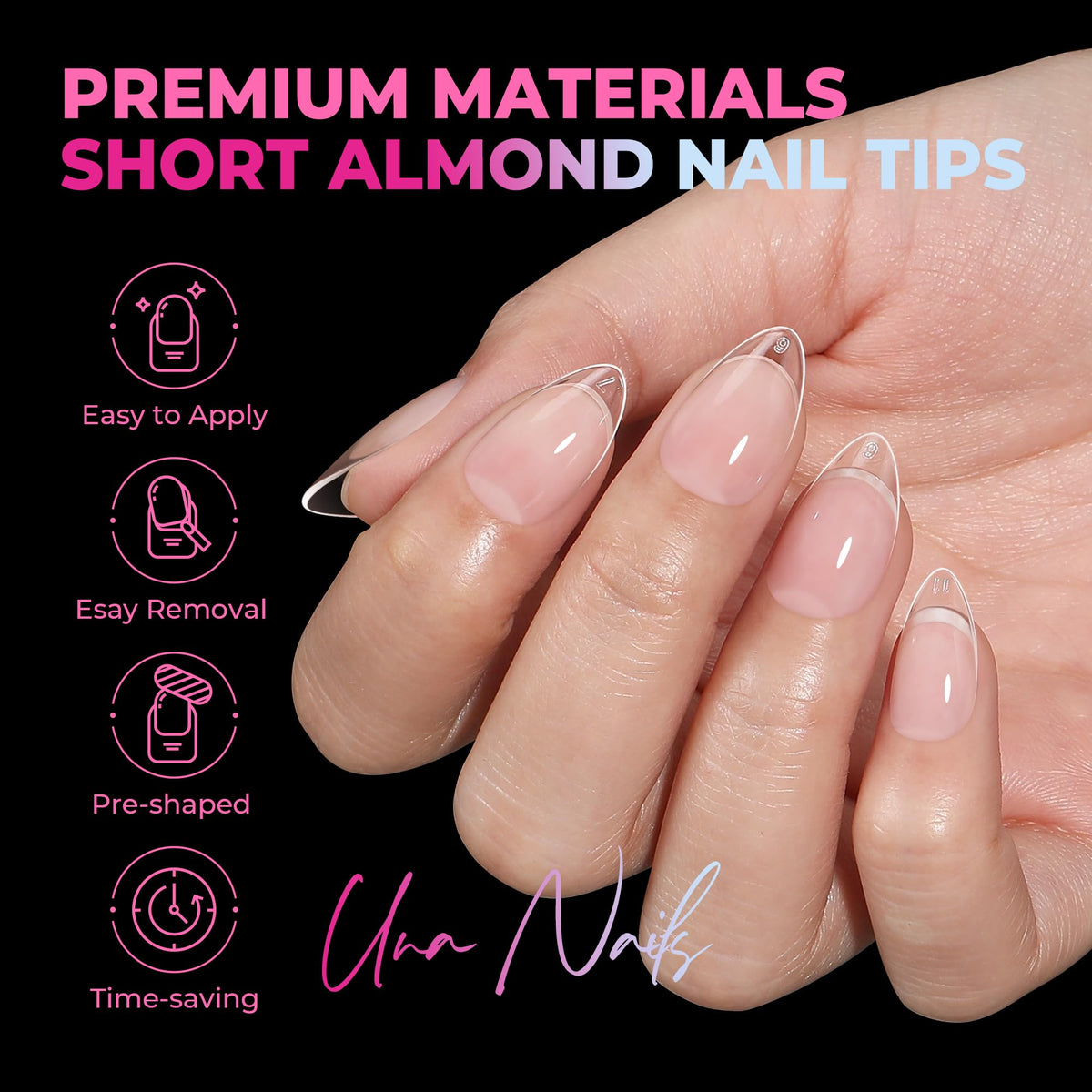UNA GELLA Soft Gel Nail Tips, 6 Shapes + 2 Glue Options