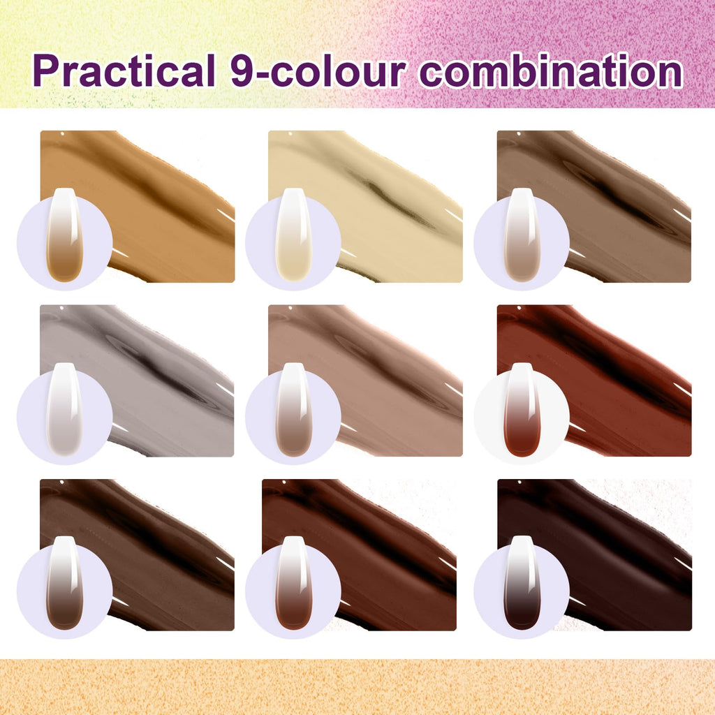 Gradient Painting Gel,(plenty of diff combinations!) 9 Colors Ombre Gel Nail Polish with 100Pcs Nail Sponges &Tweezers, Sponging Gel Nail Polish for Ombre Nails