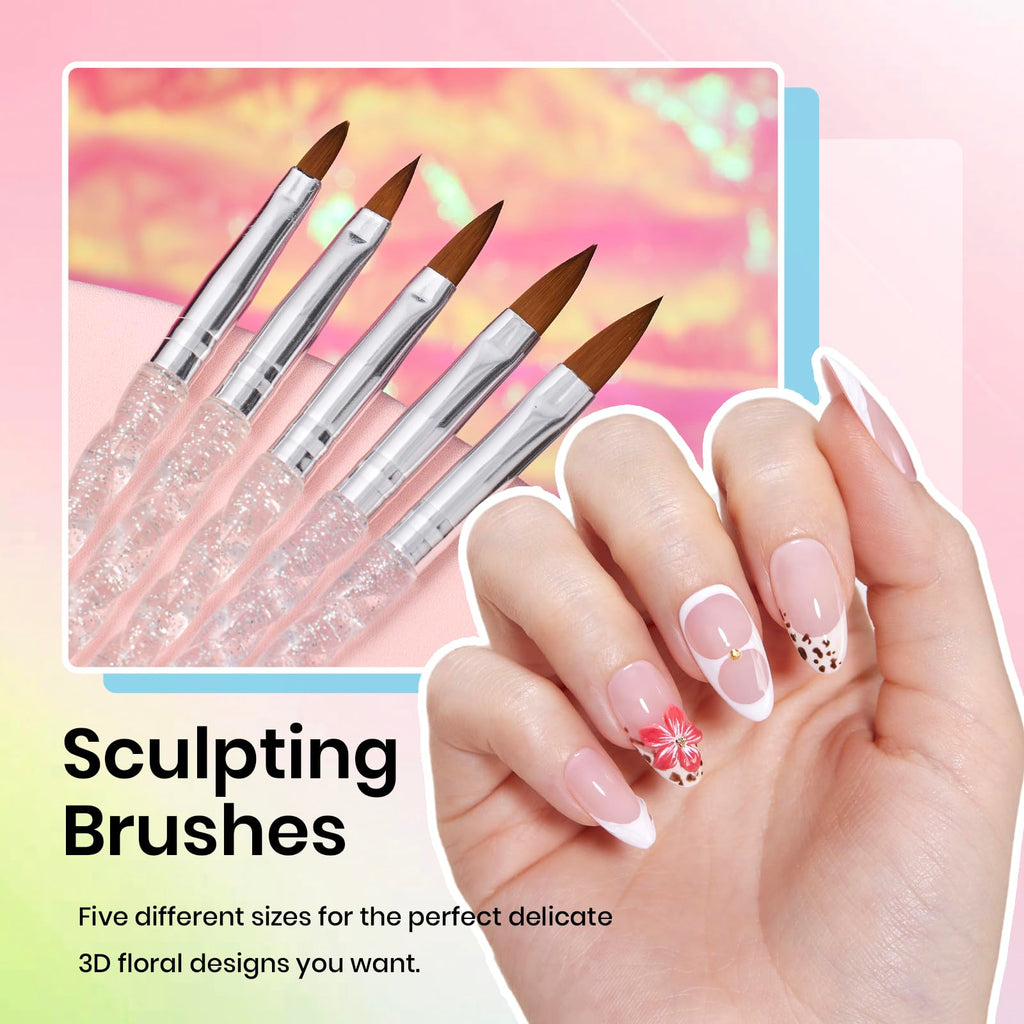 Beetles (5 diff packs ) Nail Art Brushes, Dotting Tools, Nail Art Pens, Dust Brush, Striping Liner Fingernail Drawing Pens with Palette Holder