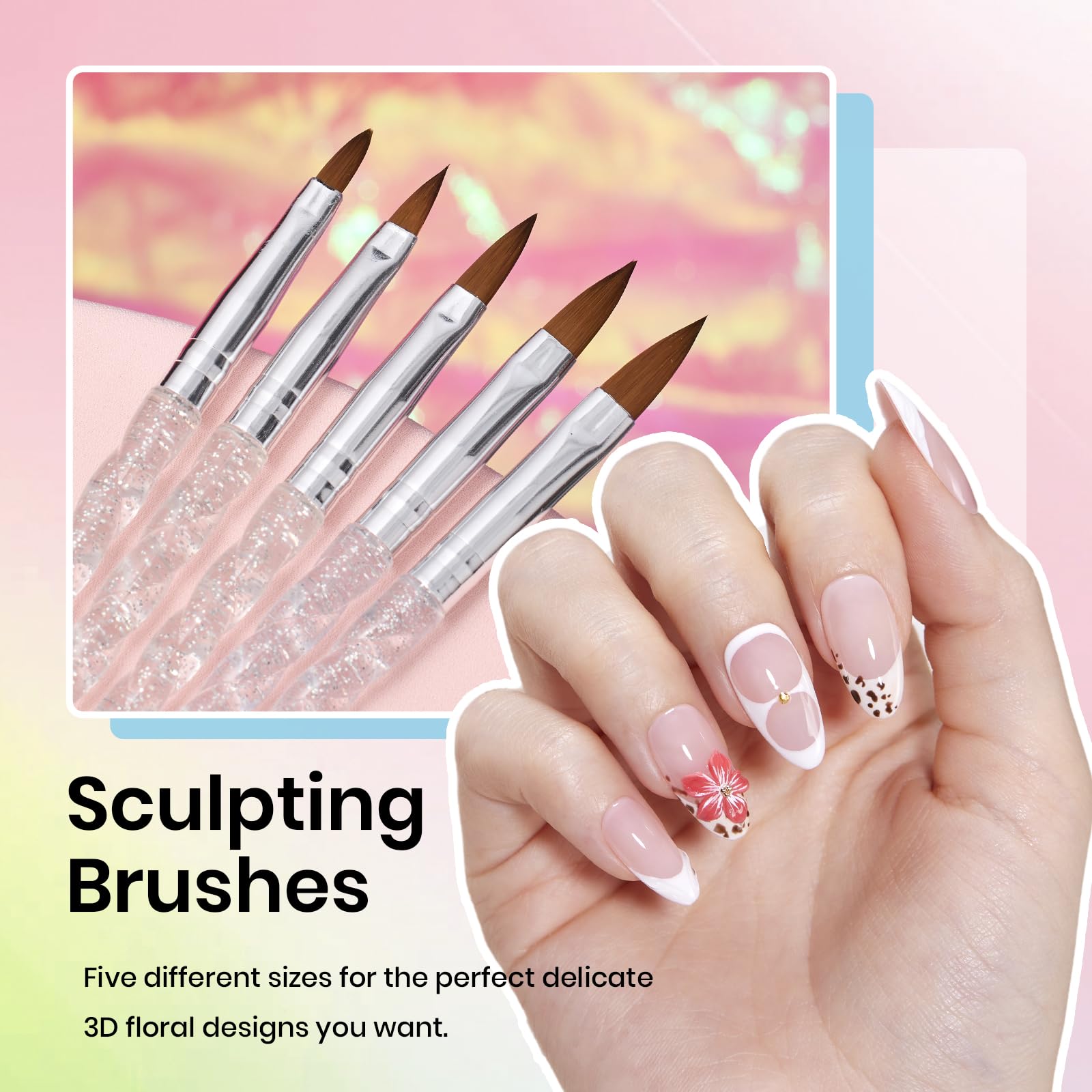 Beetles (5 diff packs ) Nail Art Brushes, Dotting Tools, Nail Art Pens, Dust Brush, Striping Liner Fingernail Drawing Pens with Palette Holder