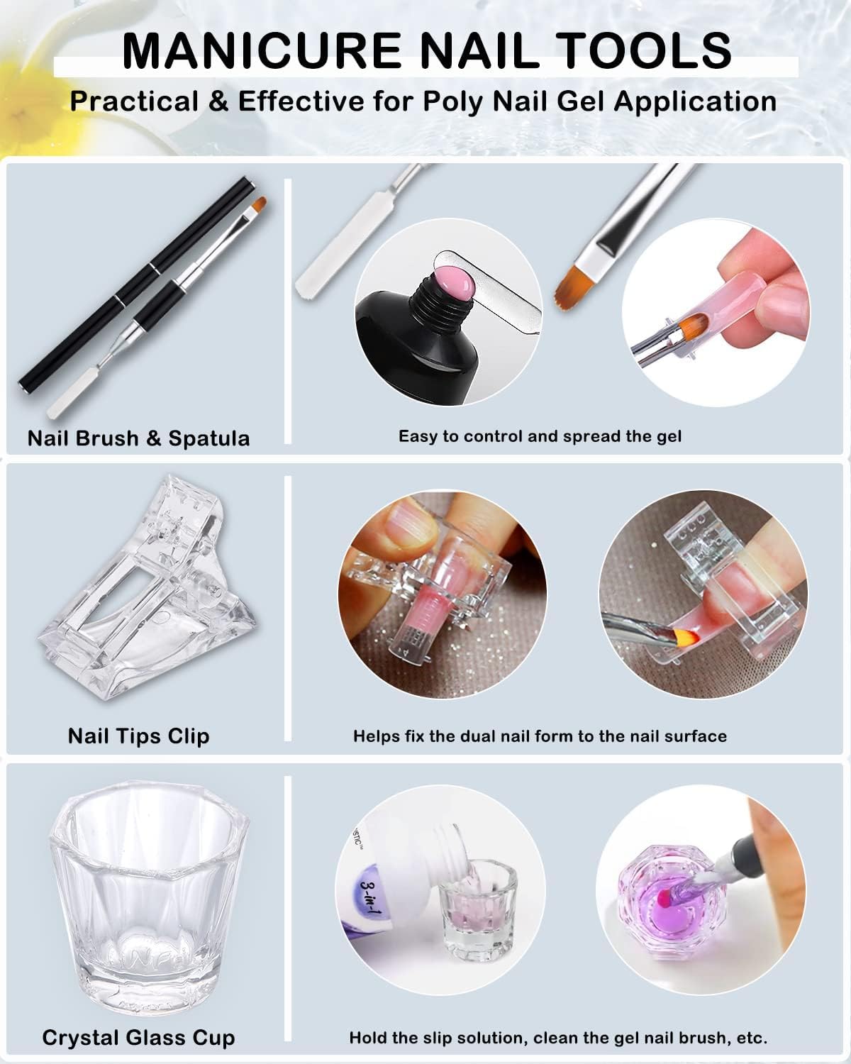 LOUINSTIC 3 In1 Poly Nail Gel Slip Solution - 4 oz Anti-Stick Nail Extension Solution, Nail Brush Cleanser, Nail Preparation Cleanser, Slip Solution for Poly Nail Gel Kit