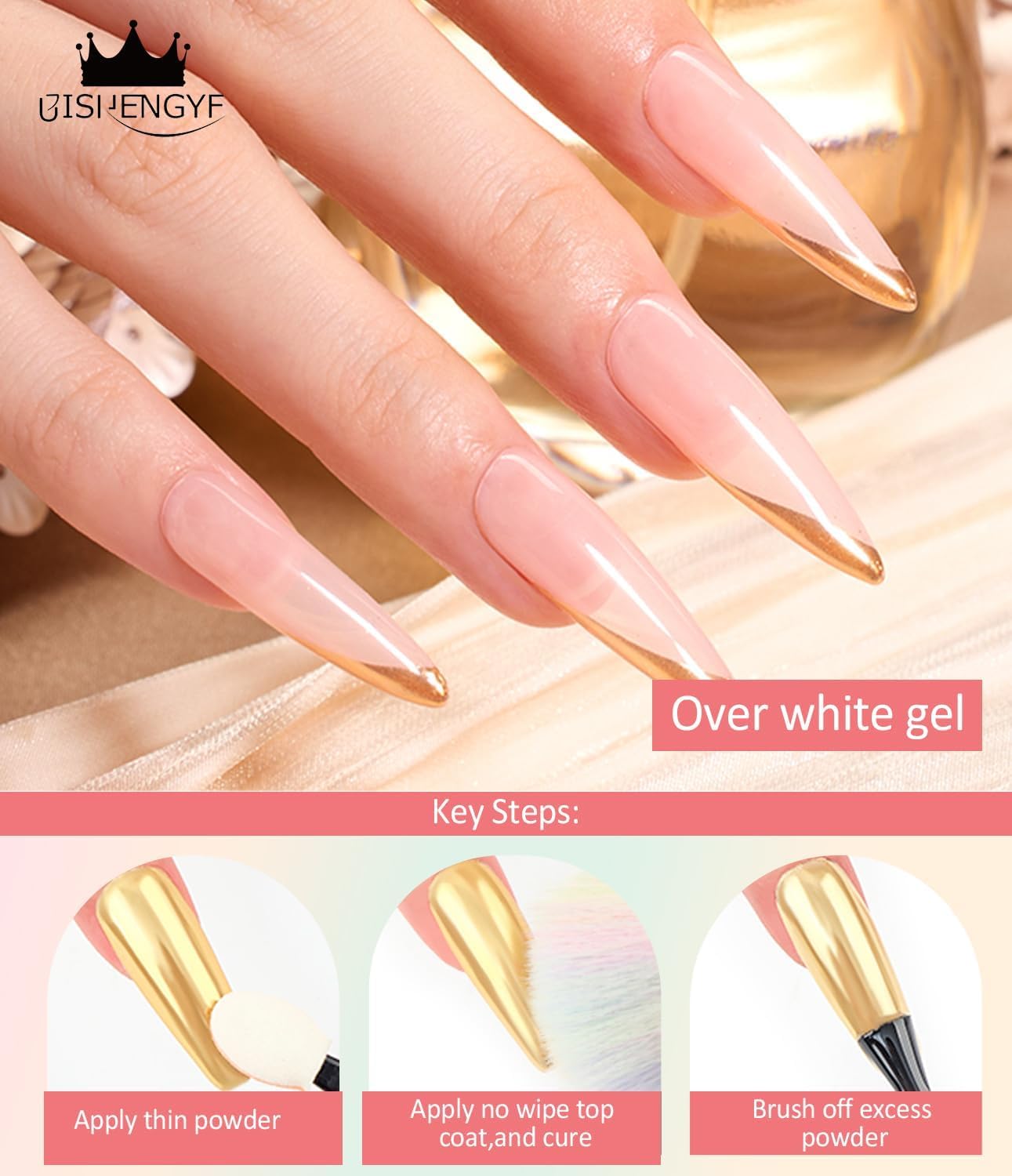 Holographic Chrome Nail Powder . (  4 different packs )