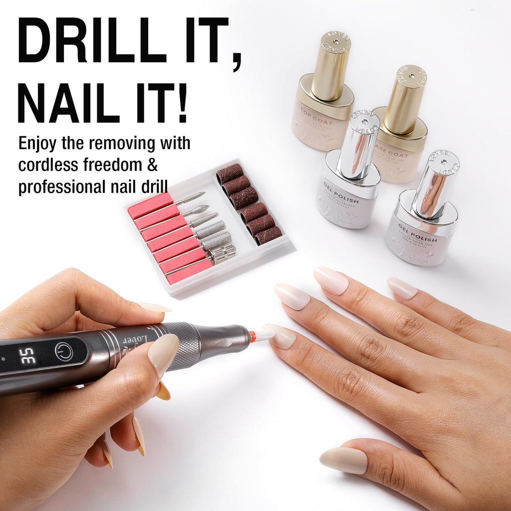 Candy Lover Electric Nail Drill, Cordless Electric Nail File for Acrylic Gel Nails, Professional Rechargeable ,Manicure Pedicure with Nail Drill Bits and Sanding Bands, 35000 RPM Portable