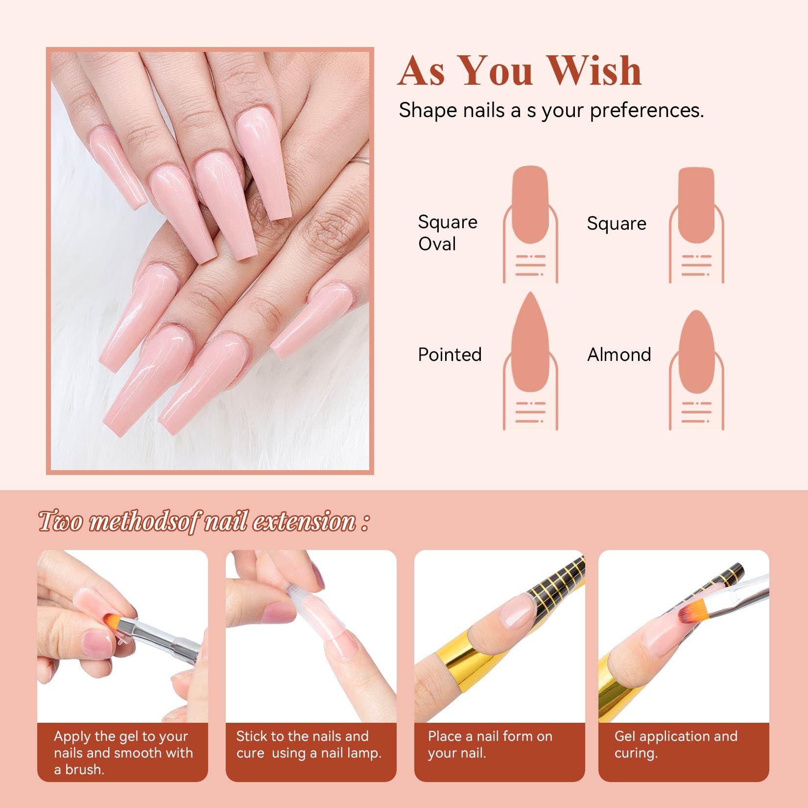 7 different packs . Phoenixy Poly Nail Gel Kit 6 Colors Pink Nude with Sliver Gold Glitter Poly Extension Gel 15 ml