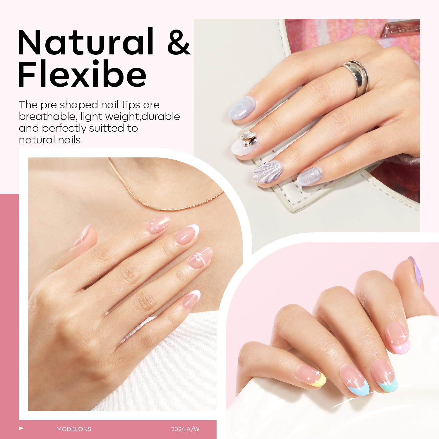 modelones Nail Tips and Glue Gel Nail Kit  (3 diff shapes/packs)Prep Dehydrator 500Pcs Nails Tips 10Sizes Innovative LED Nail Lamp