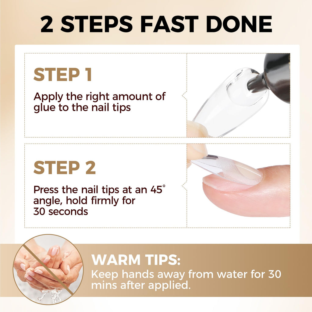 UNA GELLA Soft Gel Nail Tips, 6 Shapes + 2 Glue Options