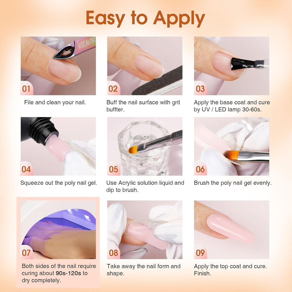 4 different packs ROSALIND Poly Nail Gel Kit with Drill -14 Colors. with U V Lamp Slip Solution and Electric Nail Drill Starter Kit, 0.34 oz/10 ml