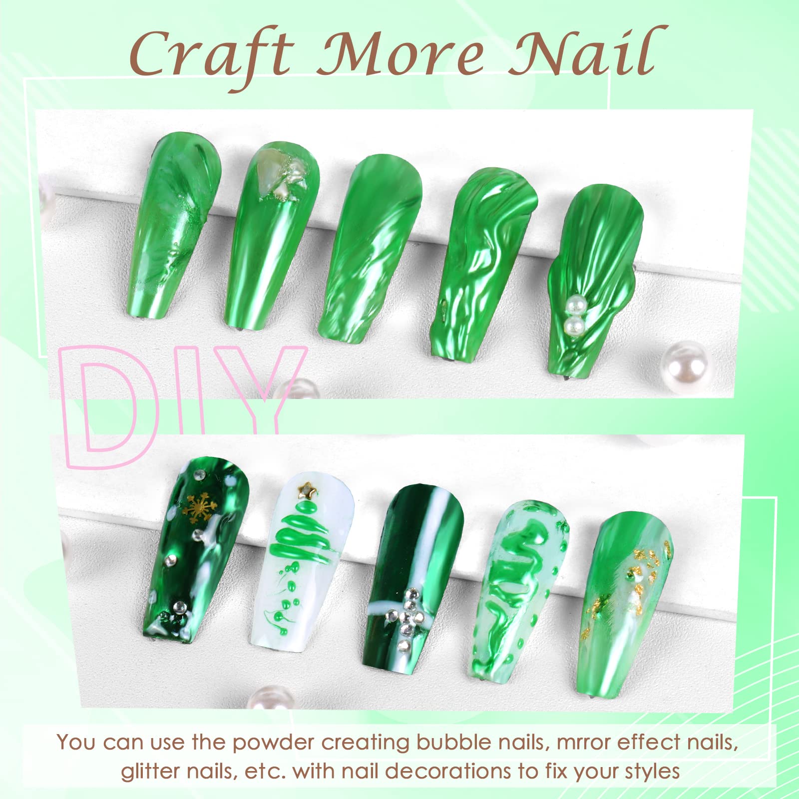 Laza Chrome Nail Powder Mirror Effect Metallic 6 diff colors