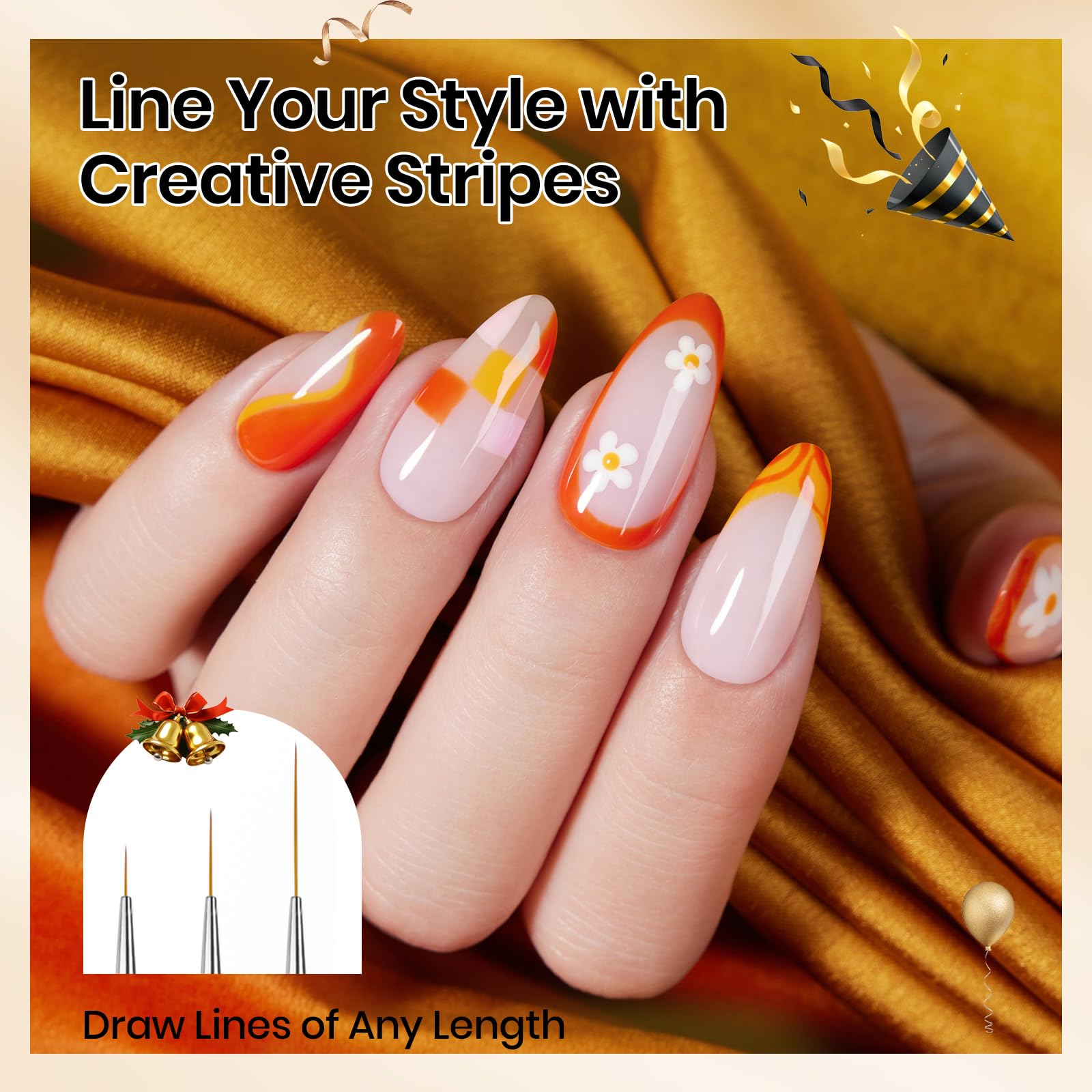 Beetles (5 diff packs ) Nail Art Brushes, Dotting Tools, Nail Art Pens, Dust Brush, Striping Liner Fingernail Drawing Pens with Palette Holder