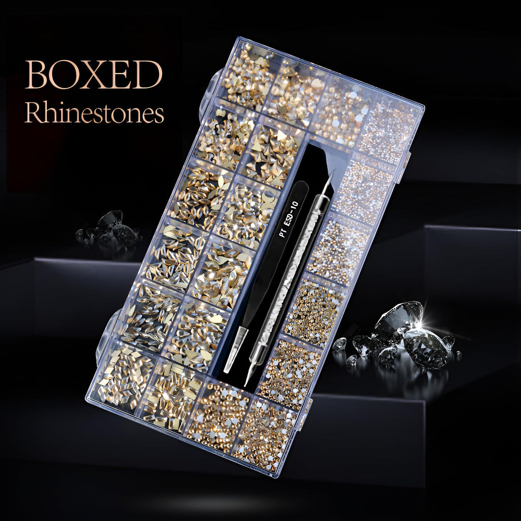 (5 diff packs ) 12 Types of 600  Diamonds + 2500 Flat Rhinestones Mix 20 Styles Flatback Stones Set + Tweezers + Drill Pen